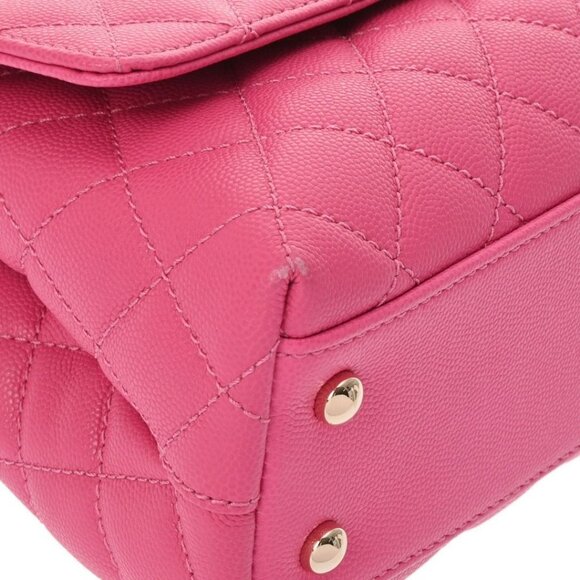 Authentic CHANEL Lambskin Quilted XS Mini Top Handle Rectangular Flap Bag Pink - Picture 10 of 11